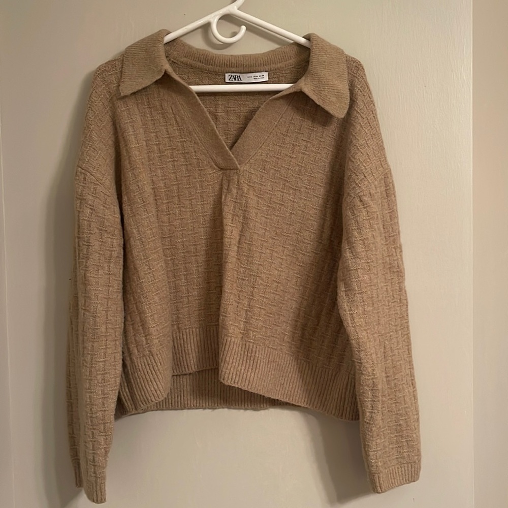 Zara polo collar knit sweater.